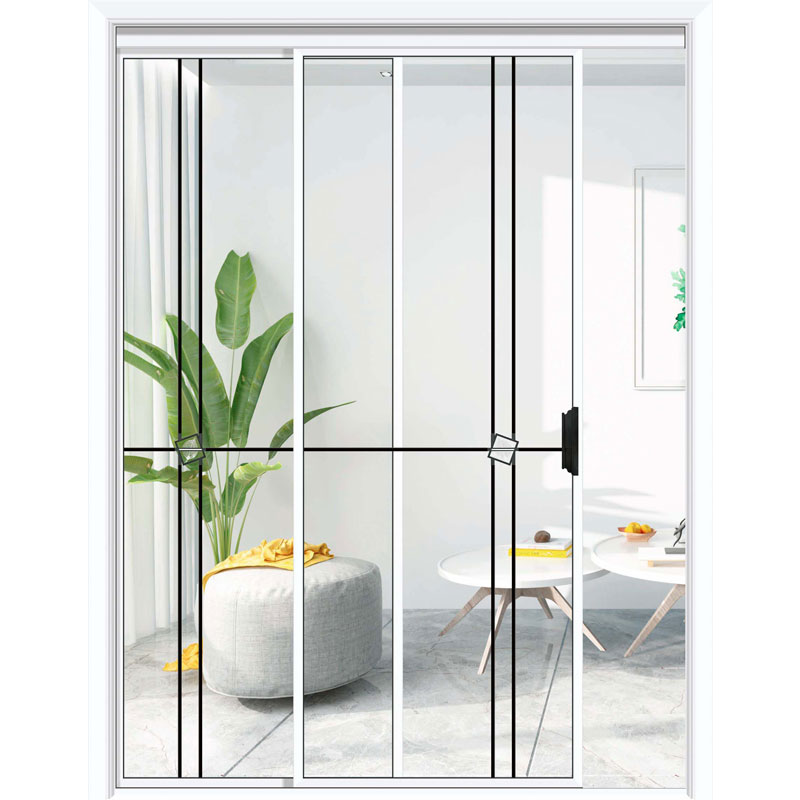 Porte accordéon en verre trempé double